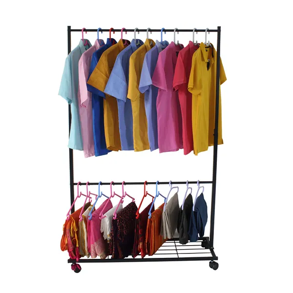 Heavy_Duty_Cloth_Hanger_Rack_With_Wheel,Garment_Rack,Drying_Rack_For_Hanging_Cloths_For_Home_With_Shelf_,_Black_(DVCH-02B)