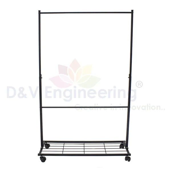 Heavy_Duty_Cloth_Hanger_Rack_With_Wheel,Garment_Rack,Drying_Rack_For_Hanging_Cloths_For_Home_With_Shelf_,_Black_(DVCH-02B)