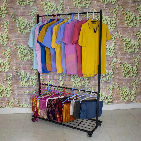 Heavy_Duty_Cloth_Hanger_Rack_With_Wheel,Garment_Rack,Drying_Rack_For_Hanging_Cloths_For_Home_With_Shelf_,_Black_(DVCH-02B)
