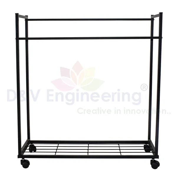 Heavy_Duty_Cloth_Hanger_Rack_With_Wheel,Garment_Rack,Drying_Rack_For_Hanging_Cloths_For_Home_With_Shelf_(DVCH-03B)