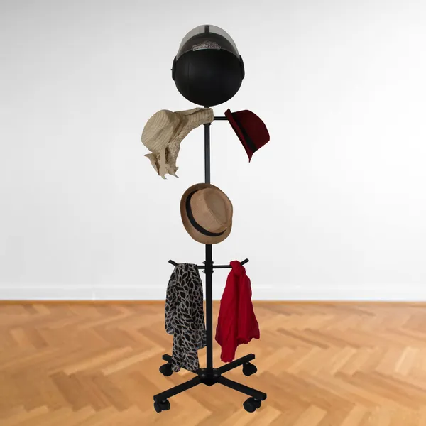 Movable_Vertical_Stand_For_Coat_Hanging,Scarf,Umbrella,Hand_Bag,Belt,Hat_Cap,Helmets,Cloths_Organizer_Hanging_Rack_For_Bedroom_With_8_Hooks_(DVCH-04B)