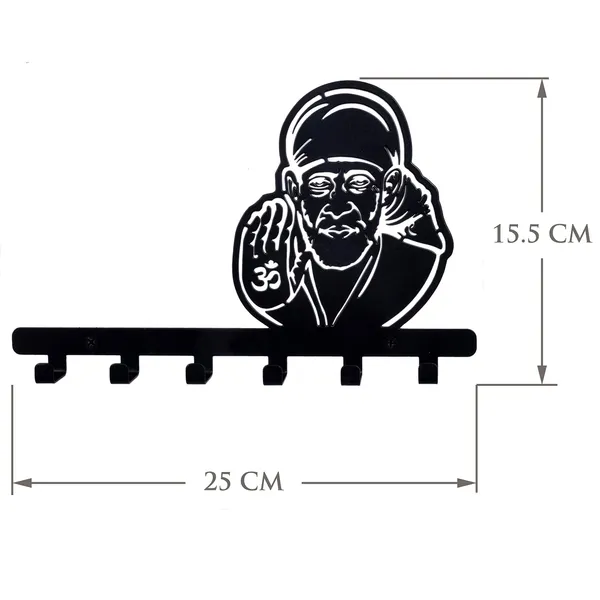 Lord_Sai_Baba_Design_Wall_Mounted_Key_Holder_Key_Stand_for_Home/Living_Room_decoration25_X_15.5_X_2.5_cm-Black_(DVKH-04B-S)