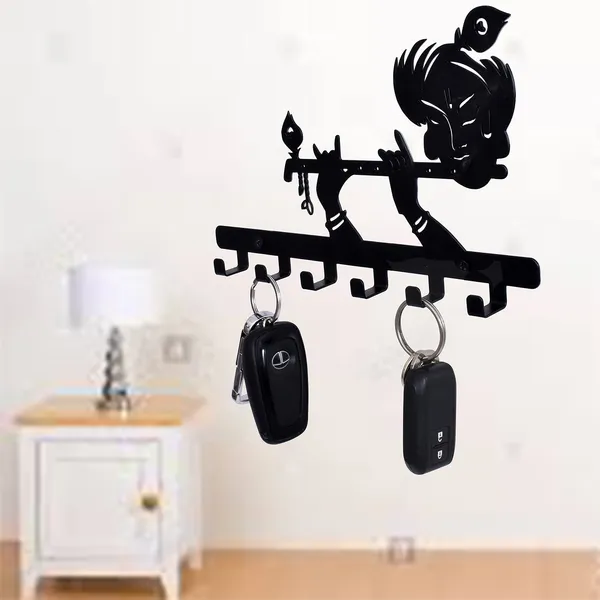 Lord_Krishna_Design_Wall_Mounted_Key_Holder_Key_Stand_for_Home/Living_Room_Decoration_25_X_15.5_X_2.5_cm-Black_(DVKH-05B-K)