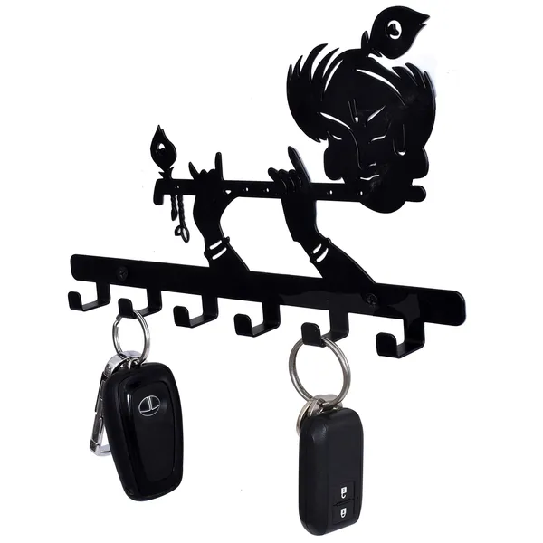 Lord_Krishna_Design_Wall_Mounted_Key_Holder_Key_Stand_for_Home/Living_Room_Decoration_25_X_15.5_X_2.5_cm-Black_(DVKH-05B-K)