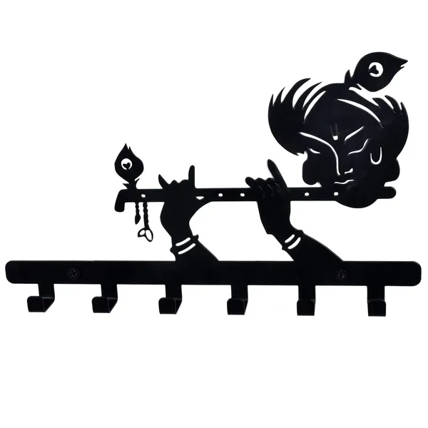 Lord_Krishna_Design_Wall_Mounted_Key_Holder_Key_Stand_for_Home/Living_Room_Decoration_25_X_15.5_X_2.5_cm-Black_(DVKH-05B-K)
