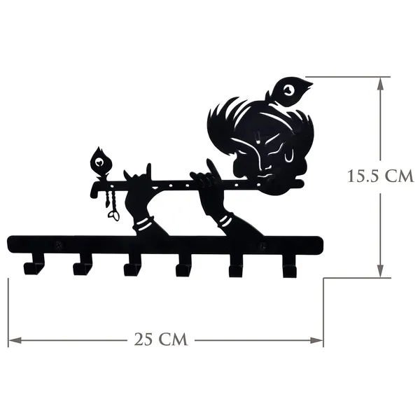 Lord_Krishna_Design_Wall_Mounted_Key_Holder_Key_Stand_for_Home/Living_Room_Decoration_25_X_15.5_X_2.5_cm-Black_(DVKH-05B-K)