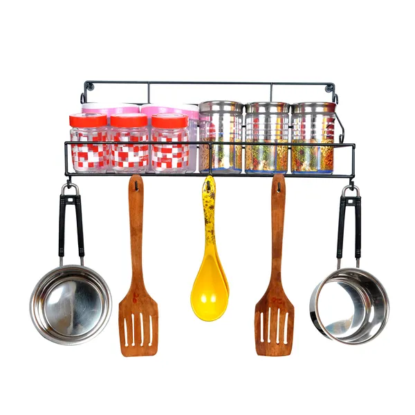 Wallmount_kitchen_Rack_and_holders__1-Tier,_Black_(DVKS-07B-1T)