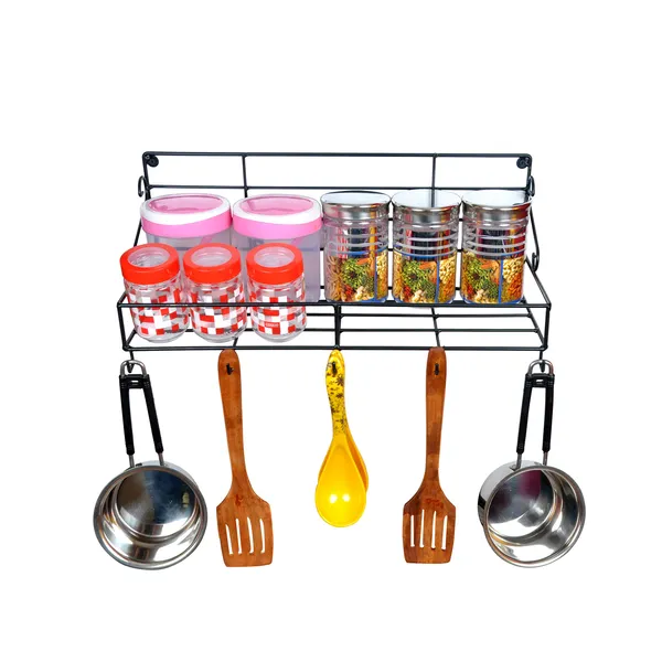 Wallmount_kitchen_Rack_and_holders__1-Tier,_Black_(DVKS-07B-1T)