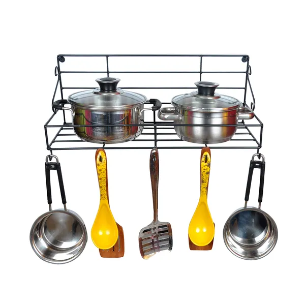 Wallmount_kitchen_Rack_and_holders__1-Tier,_Black_(DVKS-07B-1T)