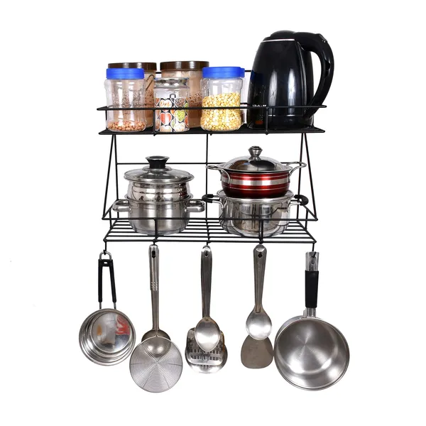 kitchen_racks_and_holder_Kitchen_Wallmount_Rack,_1-Tier,_Black_(DVKS-07B-2T)