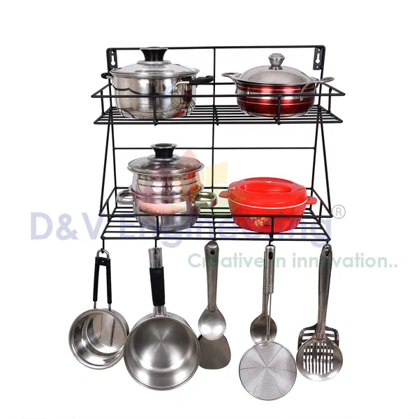 kitchen_racks_and_holder_Kitchen_Wallmount_Rack,_1-Tier,_Black_(DVKS-07B-2T)