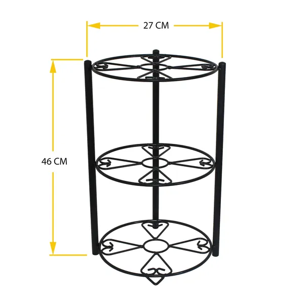 3_Tier_Kitchen_Countertop_Organizer/Plate_Stand/Utensil_Rack_For_Kitchen-_Black_(Metal),_Tiered_Shelf_(DVKS-11B)