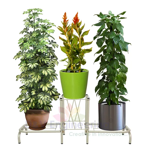 Indoor/Outdoor_3_Pot_Stand/Plant_Stand_for_Home/Garden_Decor,_85cm-Wide,33cm-Height_-_Grey