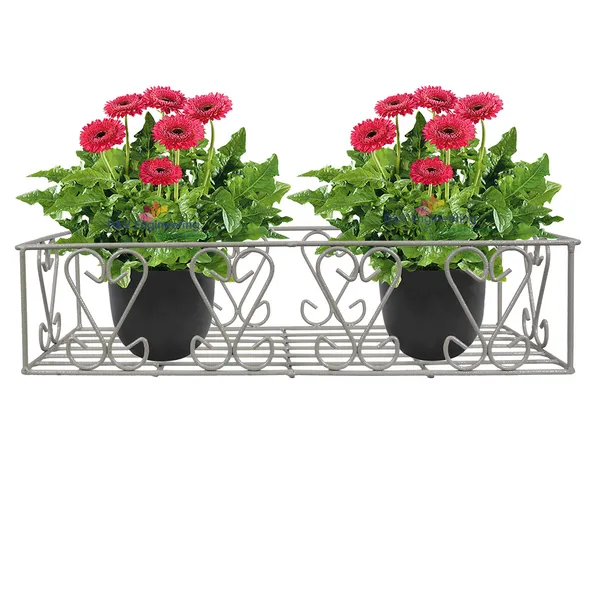 Railings_Pot_Stand/Flower_Plant_Display_Stand_for_Multiple_Plants_Balcony_(Fixed_Hanger_-_Grey)_DVPOT-18W-FX