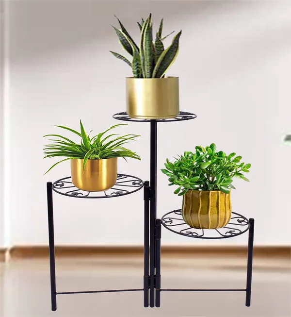 3-Tiered_Indoor/Outdoor_Foldable_Plant_Stand,_Pot_stand_-Black_(DVPOT-29B)