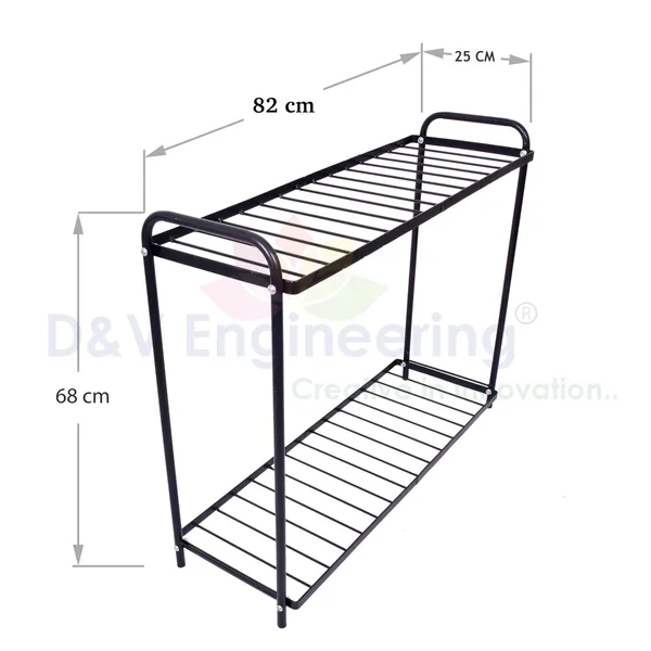 2-Tier_Indoor_Outdoor_Multipurpose_Plant_Stand_Rack,_Flower_Pot_Display_Shelf,_32.25"_Wide,_26.8"_Height_-_Black_(DVPOT-31B-2T)