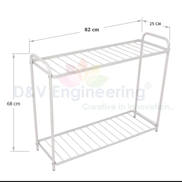 2-Tier_Indoor_Outdoor_Multipurpose_Plant_Stand_Rack,_Flower_Pot_Display_Shelf,_32.25"_Wide,_26.8"_Height_-_Grey_(DVPOT-31-W-2T)