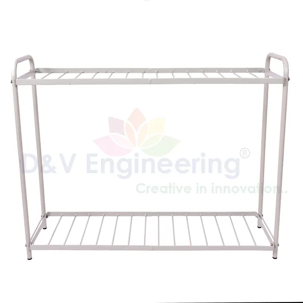 2-Tier_Indoor_Outdoor_Multipurpose_Plant_Stand_Rack,_Flower_Pot_Display_Shelf,_32.25"_Wide,_26.8"_Height_-_Grey_(DVPOT-31-W-2T)