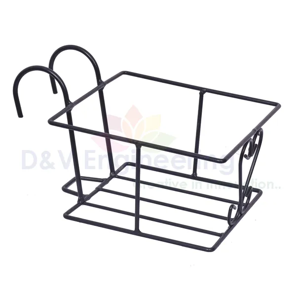 Hanging__Railing_Plant_Stand_for_Balcony_-_Black,Set_of_4_(DVPOT-32B-04)