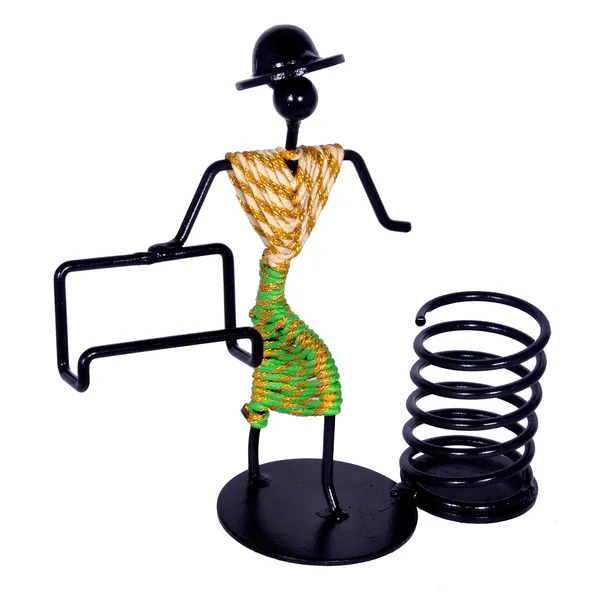 Pen_stand,pencil_stand,pen_-pencil_holder,visiting_card_stand,visiting_card_holder,business_card_holder_for_office_table,table_top_visiting_card_stand,desk_organizer_for_office_(white-Green)_DVPS-03B