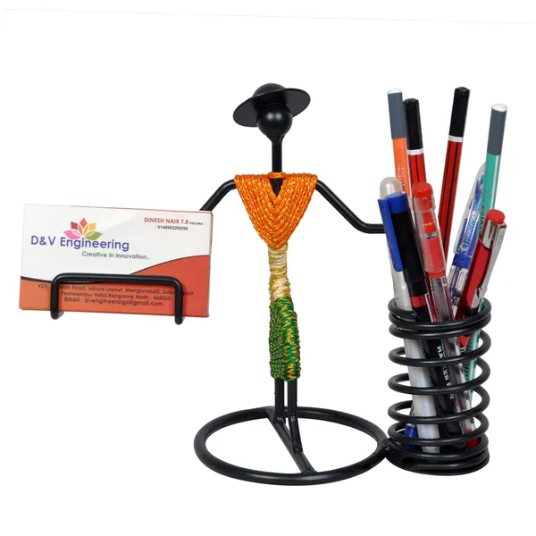 Hand_type_Pen/Pencil_and_Visiting_Card_Holder_with_Indian_Tricolor/Tiranga_Dressed_Lady_(DVPS-03-TRI)