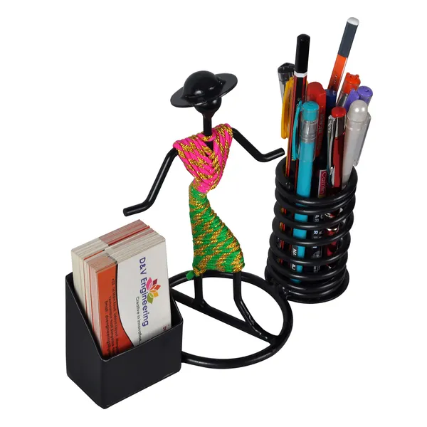 Pen/Pencil_and_Visiting_Card_Holder_with_Indian_Tricolor/Tiranga_Dressed_Lady_(DVPS-04PG)