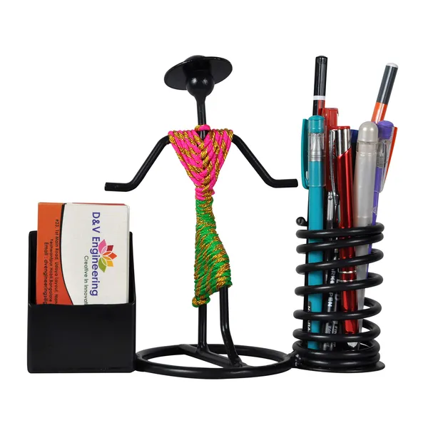 Pen/Pencil_and_Visiting_Card_Holder_with_Indian_Tricolor/Tiranga_Dressed_Lady_(DVPS-04PG)