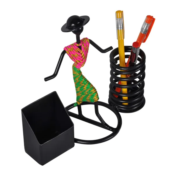 Pen/Pencil_and_Visiting_Card_Holder_with_Indian_Tricolor/Tiranga_Dressed_Lady_(DVPS-04PG)