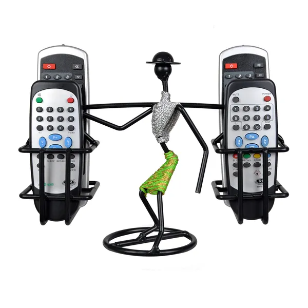 Remote_Holder/Remote_Stand_for_Living_Room_Decor_(Lady_carrying_Remotes_Design,_Silver_&_Green)