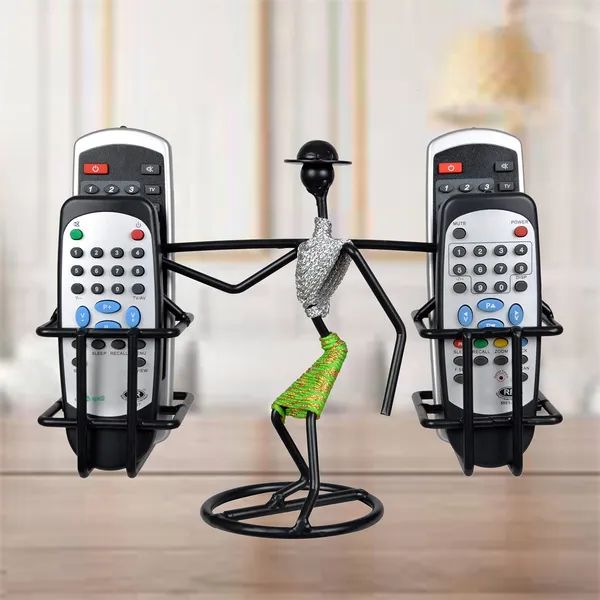 Remote_Holder/Remote_Stand_for_Living_Room_Decor_(Lady_carrying_Remotes_Design,_Silver_&_Green)