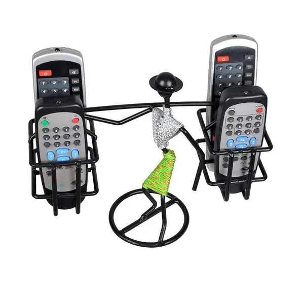 Remote_Holder/Remote_Stand_for_Living_Room_Decor_(Lady_carrying_Remotes_Design,_Silver_&_Green)