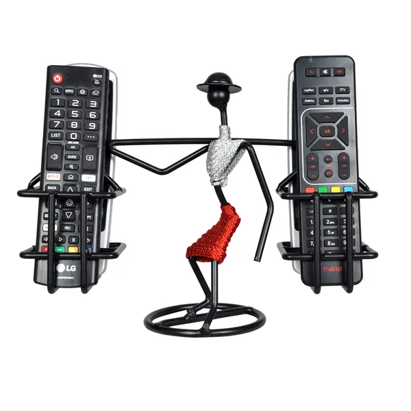 Remote_Holder/Remote_Stand_for_Living_Room_Decor_(Silver_&_Red)