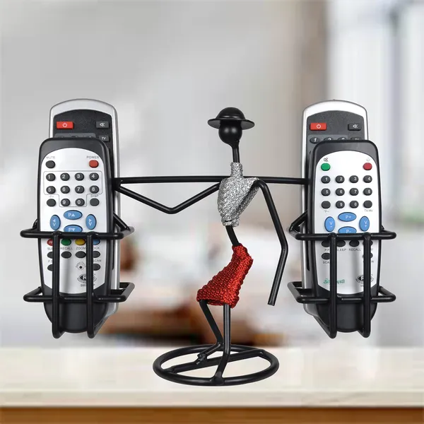 Remote_Holder/Remote_Stand_for_Living_Room_Decor_(Silver_&_Red)