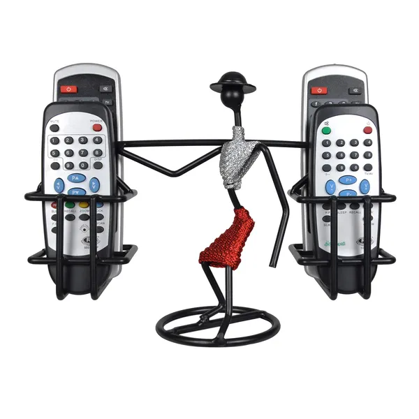 Remote_Holder/Remote_Stand_for_Living_Room_Decor_(Silver_&_Red)