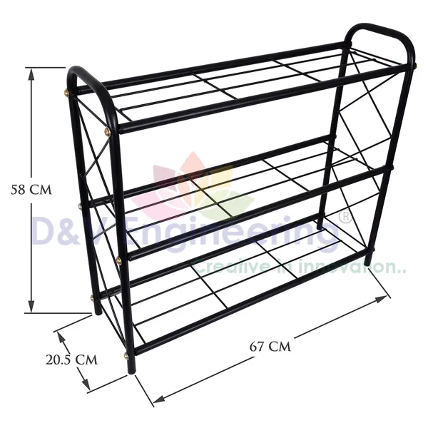 Heavy_duty_metal_Shoe_Rack/Organizer/Stand_for_home_(3-Tier)(DVSR-04B-3T)