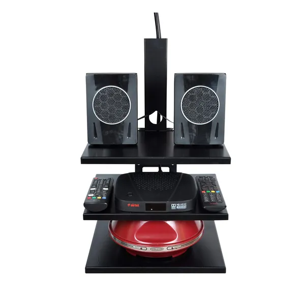 Triple_Shelf_Wall_Mount_Stand/Set_Top_Box_Stand,_Tray_Size-11"X_9"_-_Black_(DVSTB-07B)