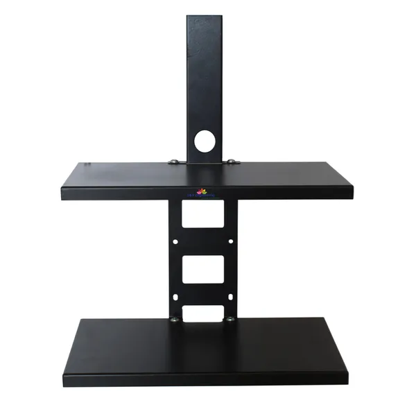 Double_Shelf_Wall_Mount_Stand/Set_Top_Box_Stand/Hospital_Monitor_Holder,_Tray_Size-13.6"X_9"_-_Black_(DVSTB-09B)