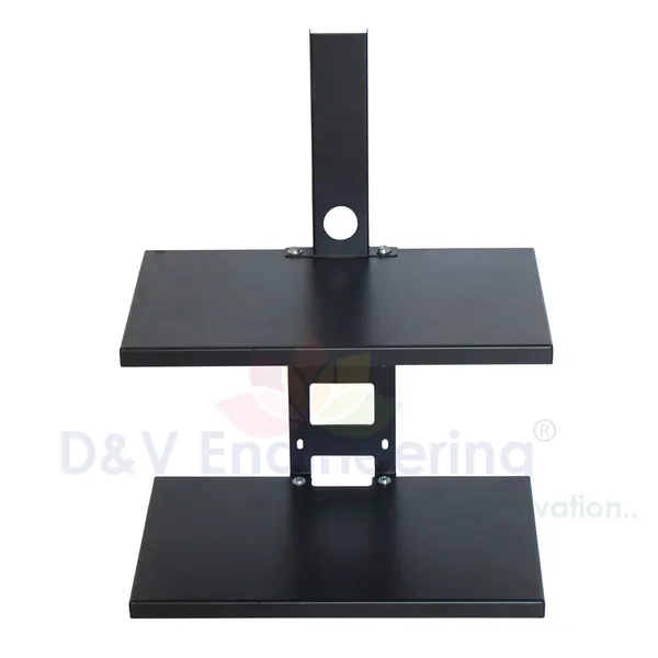 Double_Shelf_Wall_Mount_Stand/Set_Top_Box_Stand/Hospital_Monitor_Holder,_Tray_Size-13.6"X_9"_-_Black_(DVSTB-09B)