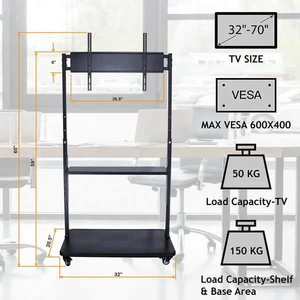 Mobile_TV_Stand_on_Wheels_for_32-70_Inch_Flat/Curved_Panel_Screens_TVs_-_Height_Adjustable_Floor_Trolley_Stand_Holds_up_to_200_Kg,_(Pragmatic)_DVTVS-03B