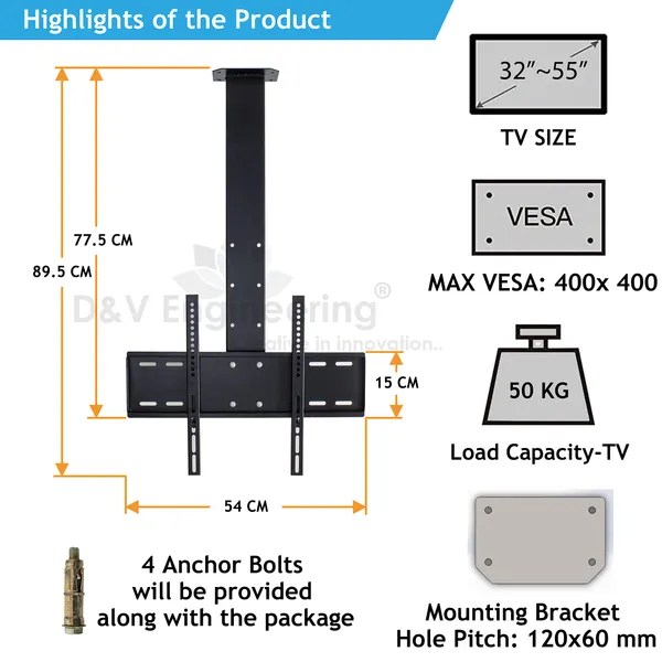 Ceiling_TV_Mount_Bracket_with_Height_Adjustable_Mount_for_32_to_55-inch_Plasma,_LCD,_LED,_Flat_&_Smart_TVs_-_Black_(DVTVS-06B)