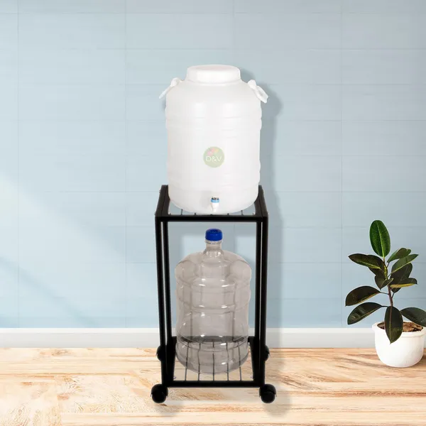 Metal_2_Tier_Water_Dispenser_Stand_for_20~25_Litre_Bottle,_Cans_or_Jars_with_Wheels-_Black(DVWDS-09B)
