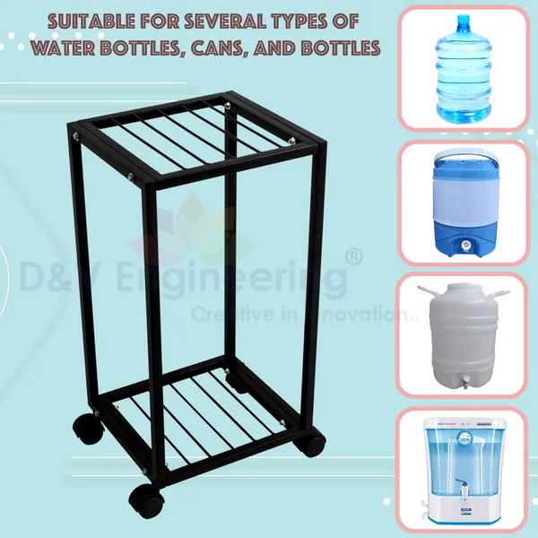 Metal_2_Tier_Water_Dispenser_Stand_for_20~25_Litre_Bottle,_Cans_or_Jars_with_Wheels-_Black(DVWDS-09B)