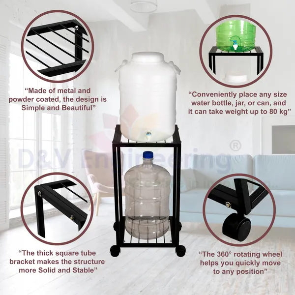 Metal_2_Tier_Water_Dispenser_Stand_for_20~25_Litre_Bottle,_Cans_or_Jars_with_Wheels-_Black(DVWDS-09B)