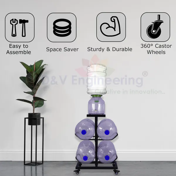 2-Tier_Heavy_Duty_Water_Bottle_Holder_for_4_Bottles,With_Water_Dispenser/Plant_holder_for_Kitchen,_Restaurant,_School,_Hospital_and_Office-Black_(DVWDS-12B)