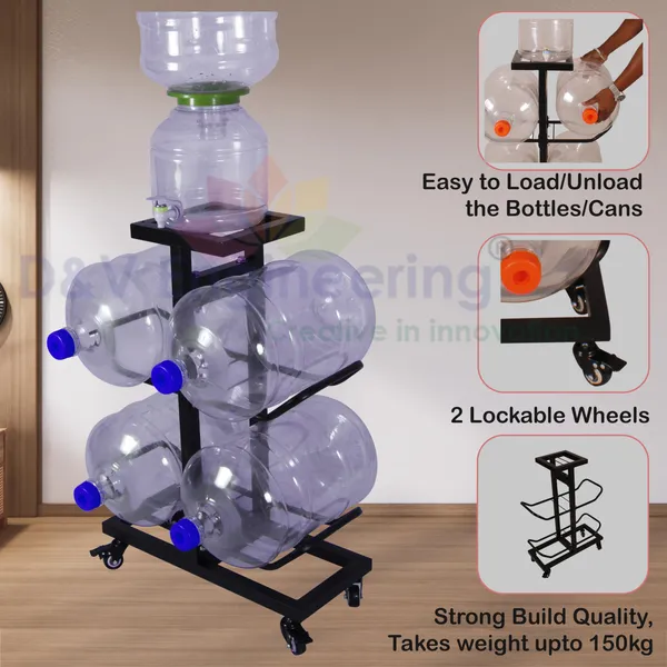 2-Tier_Heavy_Duty_Water_Bottle_Holder_for_4_Bottles,With_Water_Dispenser/Plant_holder_for_Kitchen,_Restaurant,_School,_Hospital_and_Office-Black_(DVWDS-12B)