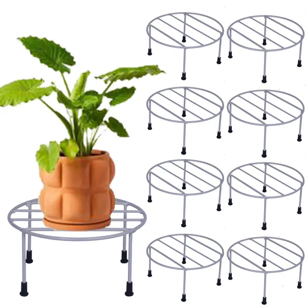 Plant_Stand/Flower_Pot_Stand,_Size:_Width-20cm,_Height-11cm,_Grey_-_Set_of_8_(DVPOT-25W-08)