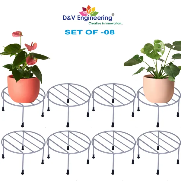 Plant_Stand/Flower_Pot_Stand,_Size:_Width-20cm,_Height-11cm,_Grey_-_Set_of_8_(DVPOT-25W-08)