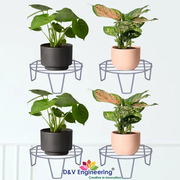 Metal_flower_Plant_Stand,_Grey,4_Pieces(DVPOT-06W-S4)