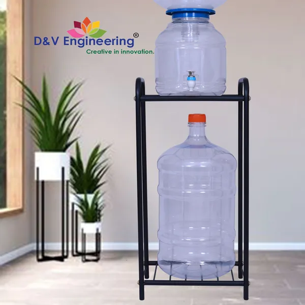 2-Tier_Indoor_Outdoor_Multipurpose_Plant_Stand_Rack,_Flower_Pot_Display_Shelf_-_Black_DVPOT-30B-2T