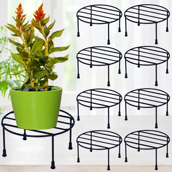 Plant_Stand/Flower_Pot_Stand,_Size:_Width-20cm,_Height-11cm,_Black-Set_of_8_(DVPOT-25B-08)